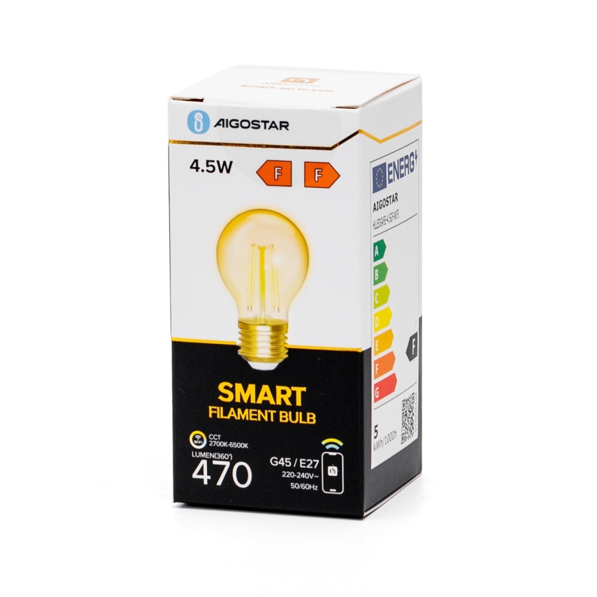 LED Prigušiva sijalica FILAMENT G45 E27/4,5W/230V 2700-6500K Wi-Fi - Aigostar