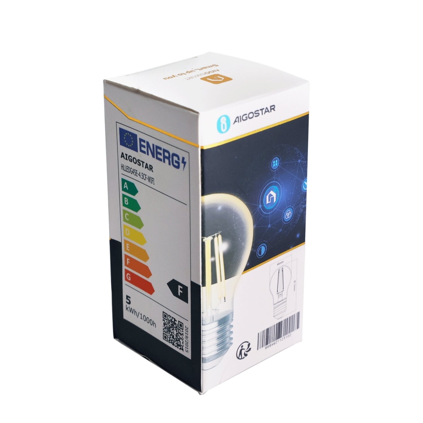 LED Prigušiva sijalica FILAMENT G45 E27/4,5W/230V 2700-6500K Wi-Fi - Aigostar