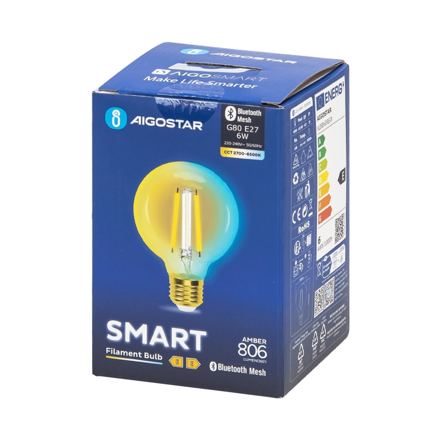 LED Prigušiva sijalica FILAMENT MESH Smart G80 E27/6W/230V 2700-6500K - Aigostar