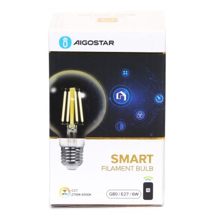 LED Prigušiva sijalica FILAMENT G80 E27/6W/230V 2700-6500K Wi-Fi - Aigostar