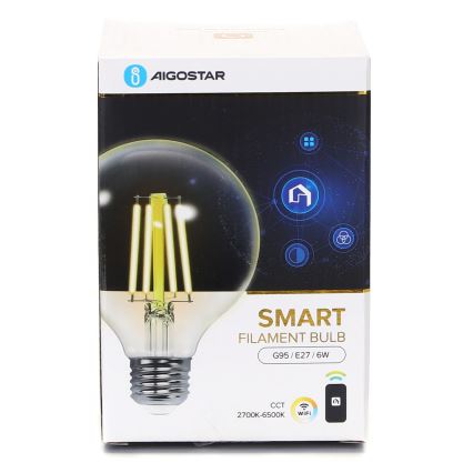 LED Prigušiva sijalica FILAMENT G95 E27/6W/230V 2700-6500K Wi-Fi - Aigostar