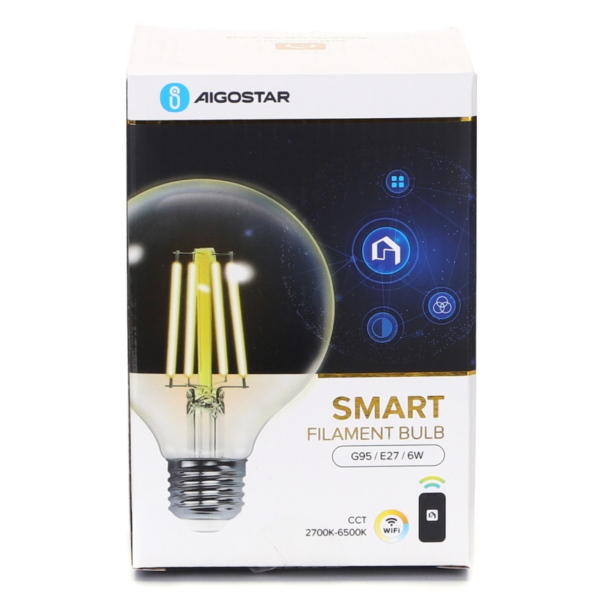 LED Prigušiva sijalica FILAMENT G95 E27/6W/230V 2700-6500K Wi-Fi - Aigostar