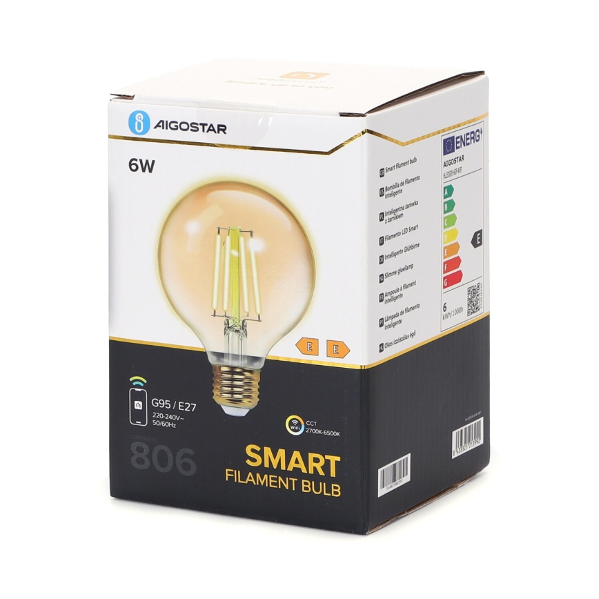 LED Prigušiva sijalica FILAMENT G95 E27/6W/230V 2700-6500K Wi-Fi - Aigostar