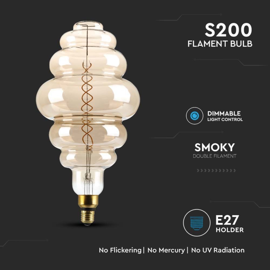 LED Prigušiva sijalica FILAMENT S200 E27/8W/230V 1800K