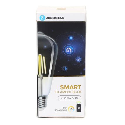 LED Prigušiva sijalica FILAMENT ST64 E27/6W/230V 2700-6500K Wi-Fi - Aigostar