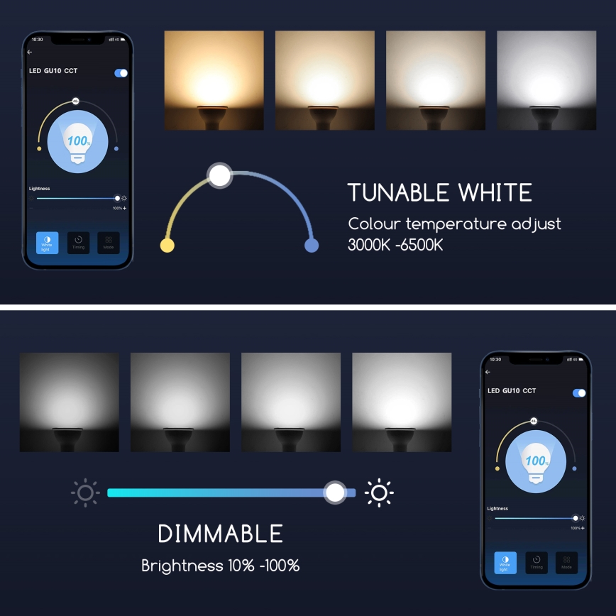 LED Prigušiva sijalica GU10/5W/230V 3000-6500K Wi-Fi - Aigostar
