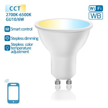 LED Prigušiva sijalica GU10/6W/230V 2700-6500K Wi-Fi - Aigostar