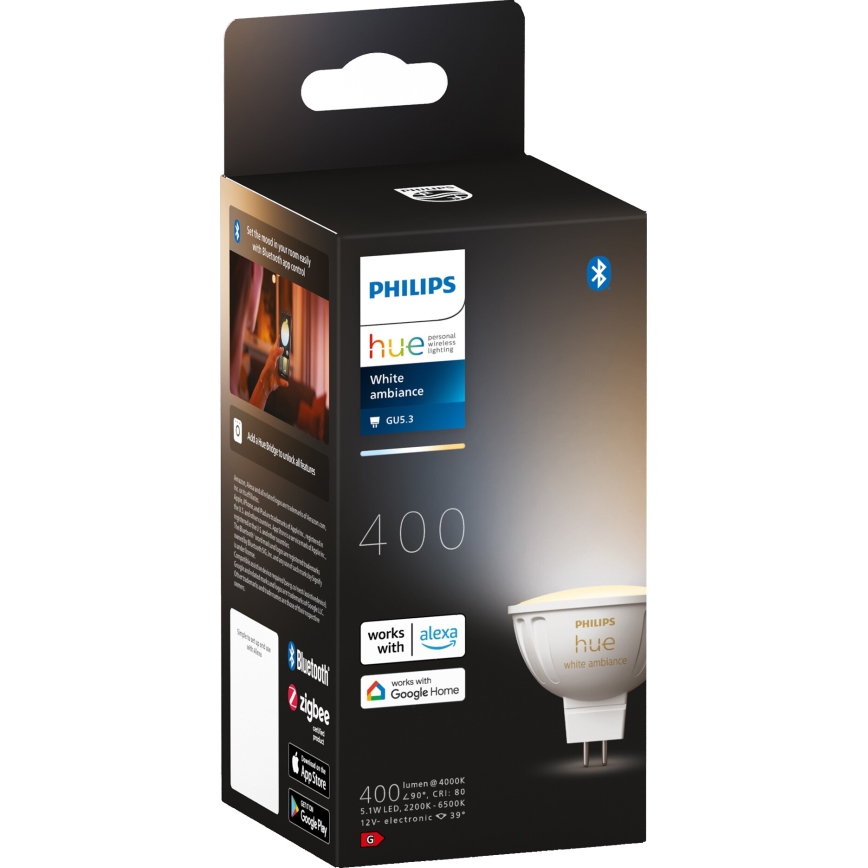 LED Prigušiva sijalica Philips Hue White Ambiance GU5,3/MR16/5,1W/12V 2200-6500K