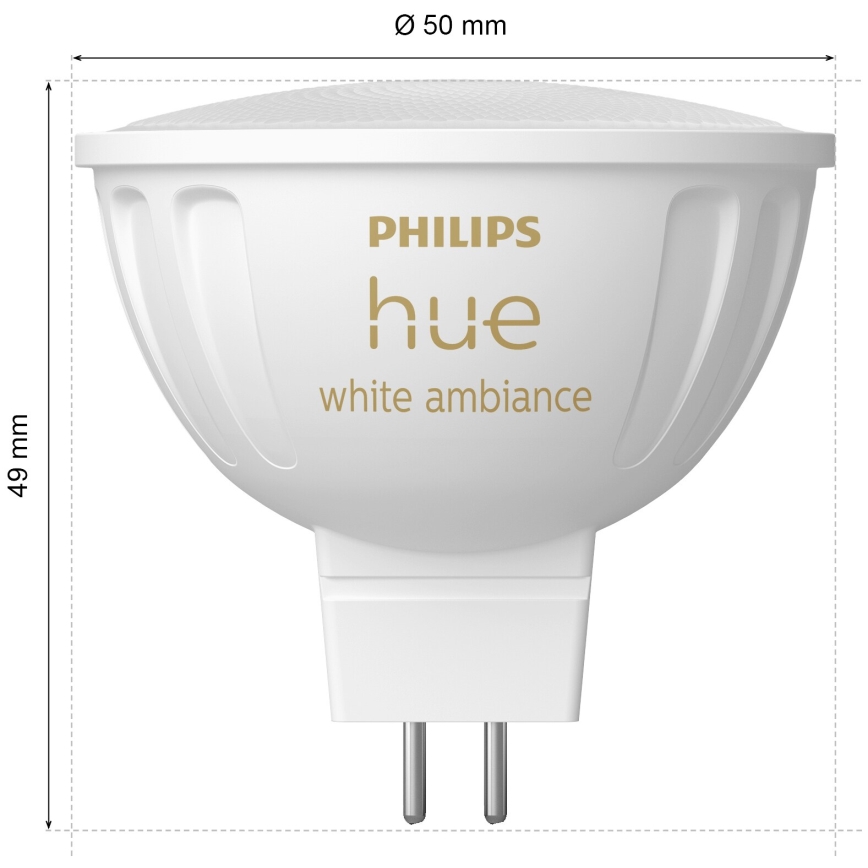 LED Prigušiva sijalica Philips Hue White Ambiance GU5,3/MR16/5,1W/12V 2200-6500K