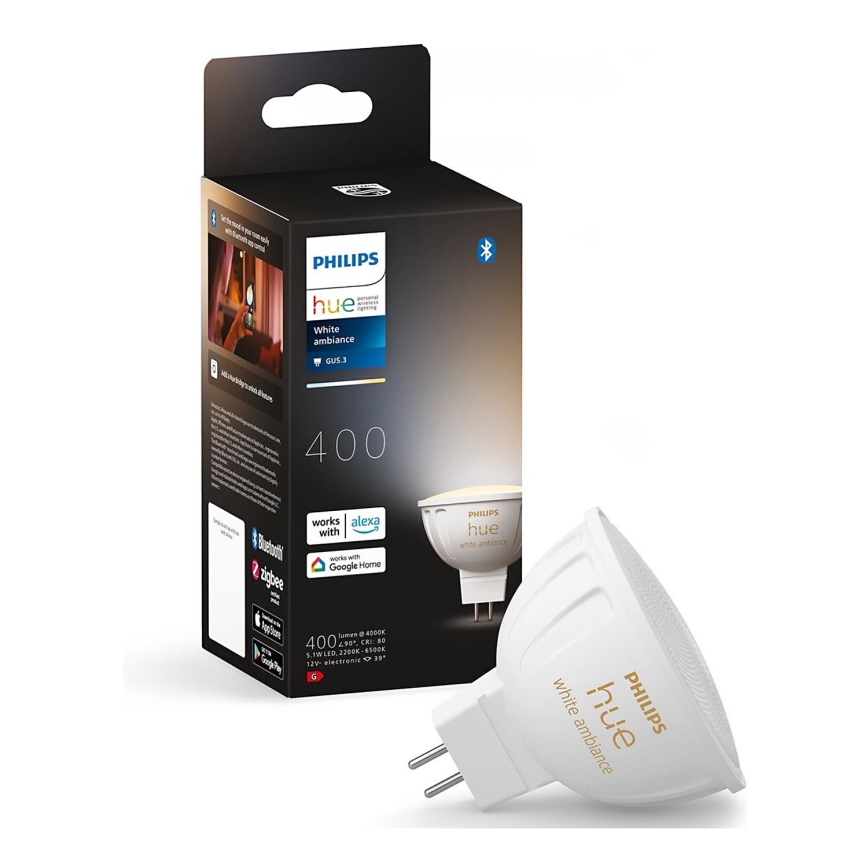 LED Prigušiva sijalica Philips Hue White Ambiance GU5,3/MR16/5,1W/12V 2200-6500K