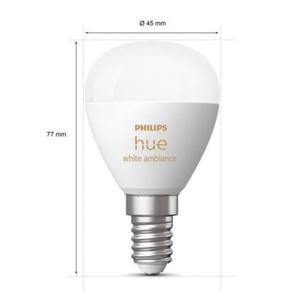 LED Prigušiva sijalica Philips Hue WHITE AMBIANCE P45 E14/5,1W/230V 2200-6500K