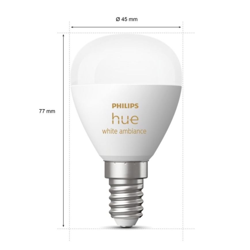 LED Prigušiva sijalica Philips Hue WHITE AMBIANCE P45 E14/5,1W/230V 2200-6500K