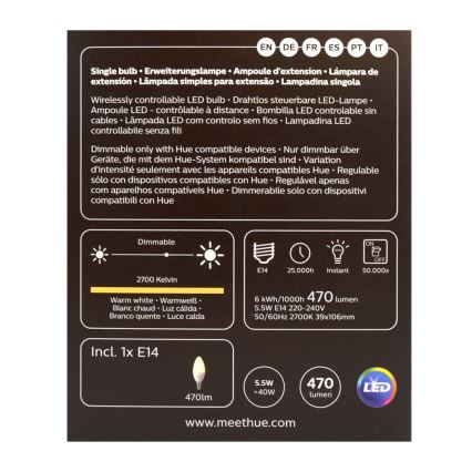 LED prigušiva sijalica Philips Hue WHITE E14/5,5W/230V 2700K