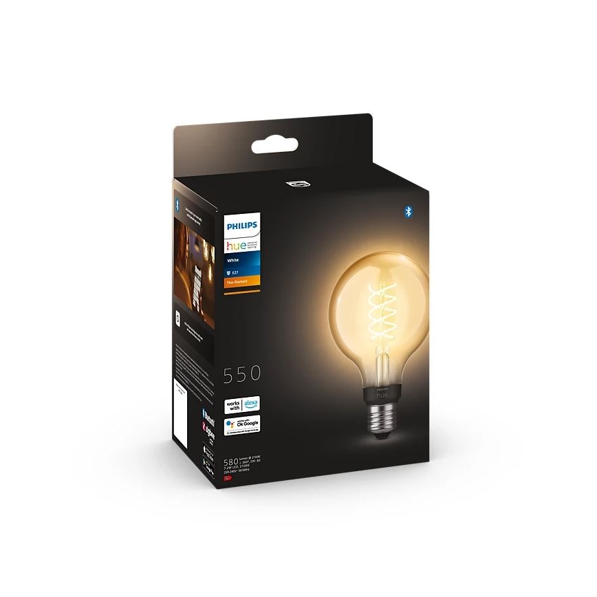 LED Prigušiva sijalica Philips Hue WHITE FILAMENT G93 E27/7,2W/230V 2100K
