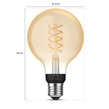 LED Prigušiva sijalica Philips Hue WHITE FILAMENT G93 E27/7,2W/230V 2100K