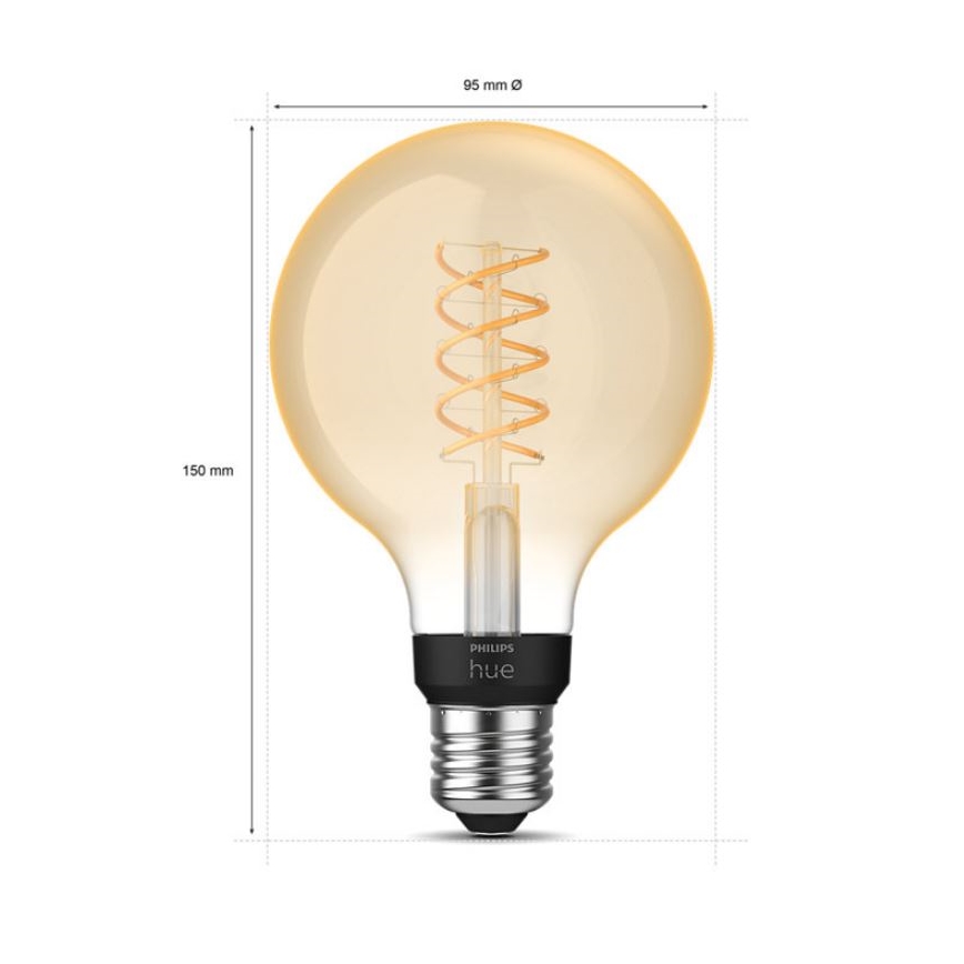 LED Prigušiva sijalica Philips Hue WHITE FILAMENT G93 E27/7,2W/230V 2100K