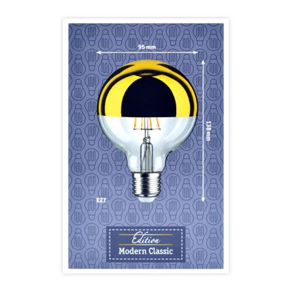 LED Prigušiva sijalica sa ogledalom na vrhu GLOBE G95 E27/6,5W/230V 2700K zlatna - Paulmann 28675