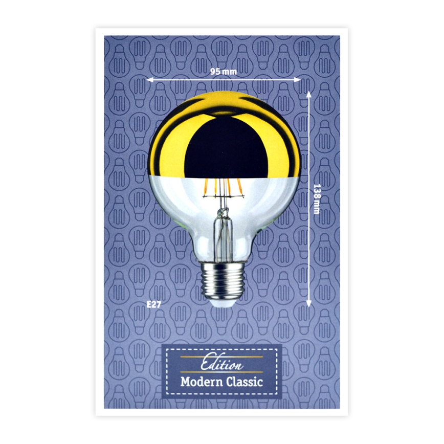 LED Prigušiva sijalica sa ogledalom na vrhu GLOBE G95 E27/6,5W/230V 2700K zlatna - Paulmann 28675