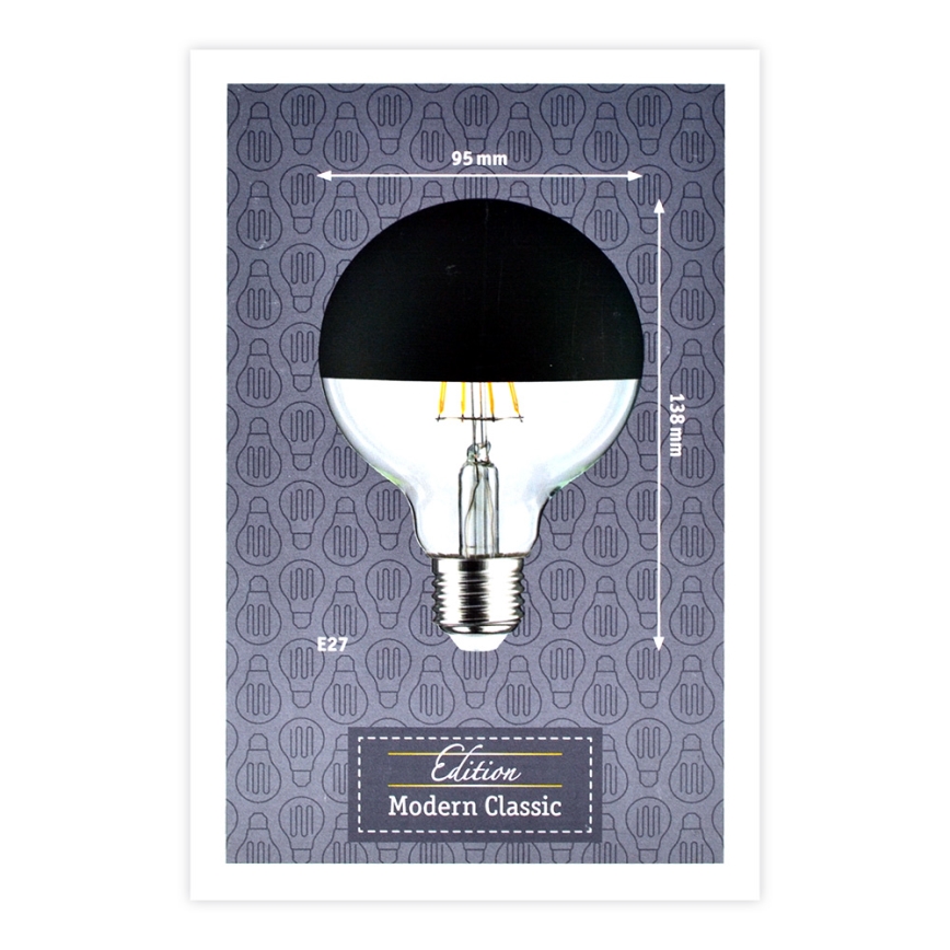 LED Prigušiva sijalica sa ogledalom na vrhu GLOBE G95 E27/6,5W/230V 2700K crno - Paulmann 28676