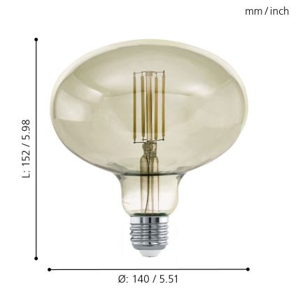 LED Prigušiva sijalica VINTAGE E27/4W/230V 3000K - Eglo 12599