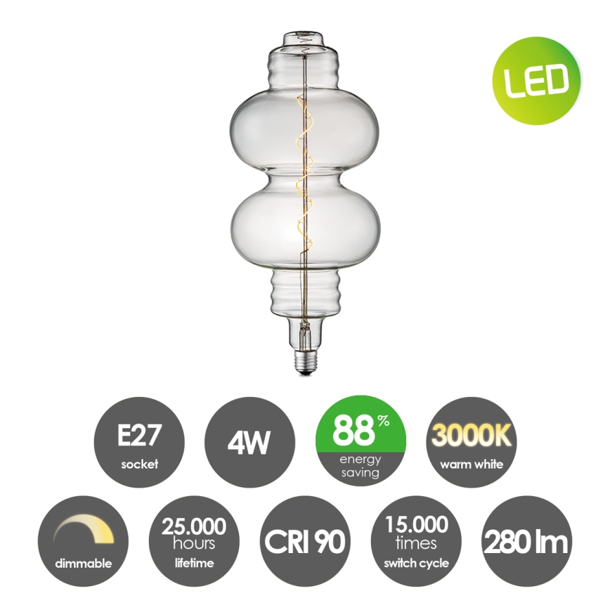 LED Prigušiva sijalica VINTAGE EDISON E27/4W/230V 2200K CRI 90