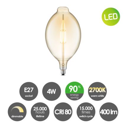 LED Prigušiva sijalica VINTAGE EDISON E27/4W/230V 2700K