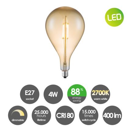 LED Prigušiva sijalica VINTAGE EDISON E27/4W/230V 2700K