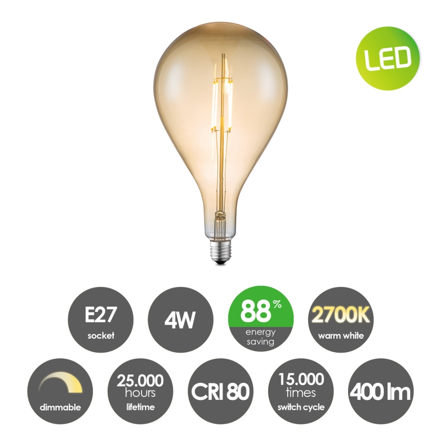 LED Prigušiva sijalica VINTAGE EDISON E27/4W/230V 2700K