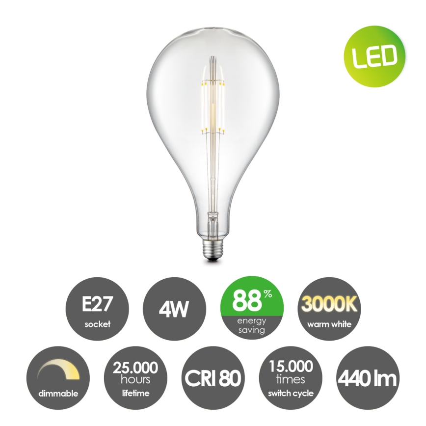LED Prigušiva sijalica VINTAGE EDISON E27/4W/230V 3000K
