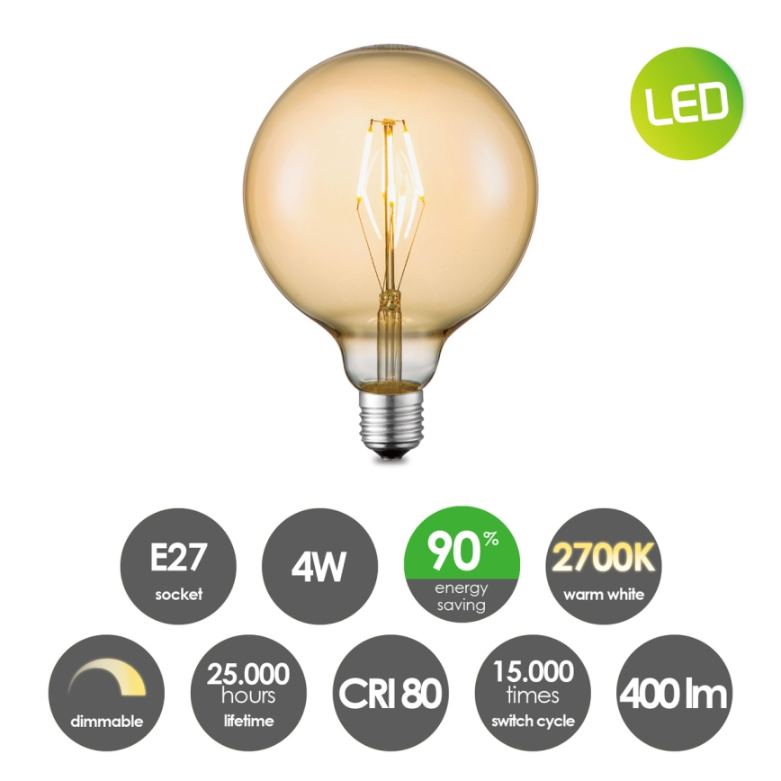 LED Prigušiva sijalica VINTAGE EDISON G125 E27/4W/230V 2700K