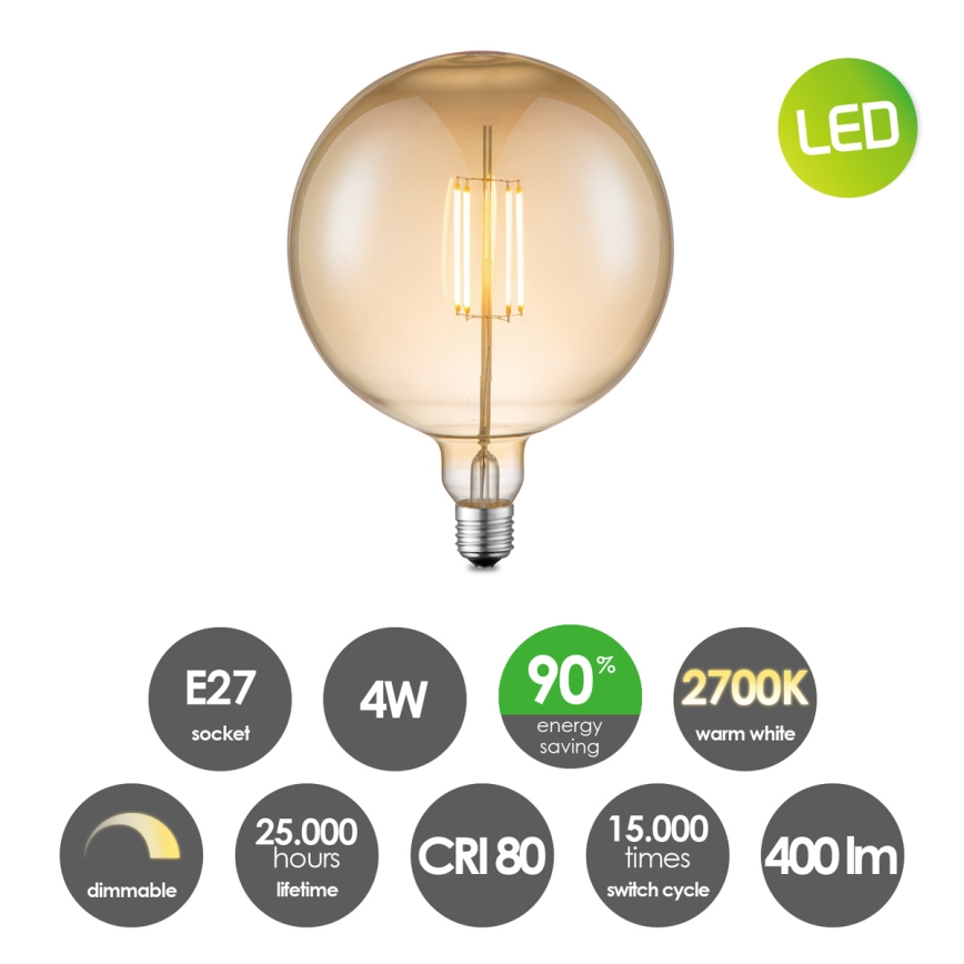 LED Prigušiva sijalica VINTAGE EDISON G180 E27/4W/230V 2700K
