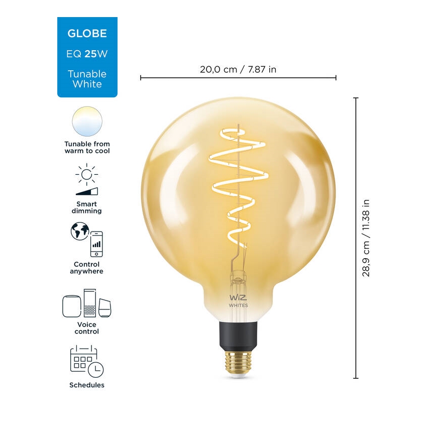 LED prigušiva sijalica VINTAGE FILAMENT G200 E27/6W/230V 2000-5000K CRI 90 Wi-Fi - WiZ