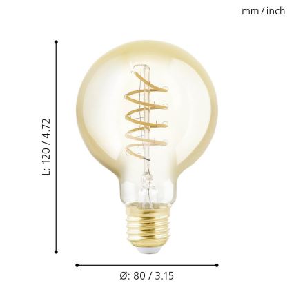 LED Prigušiva sijalica VINTAGE G80 E27/4W/230V 2200K - Eglo 11876
