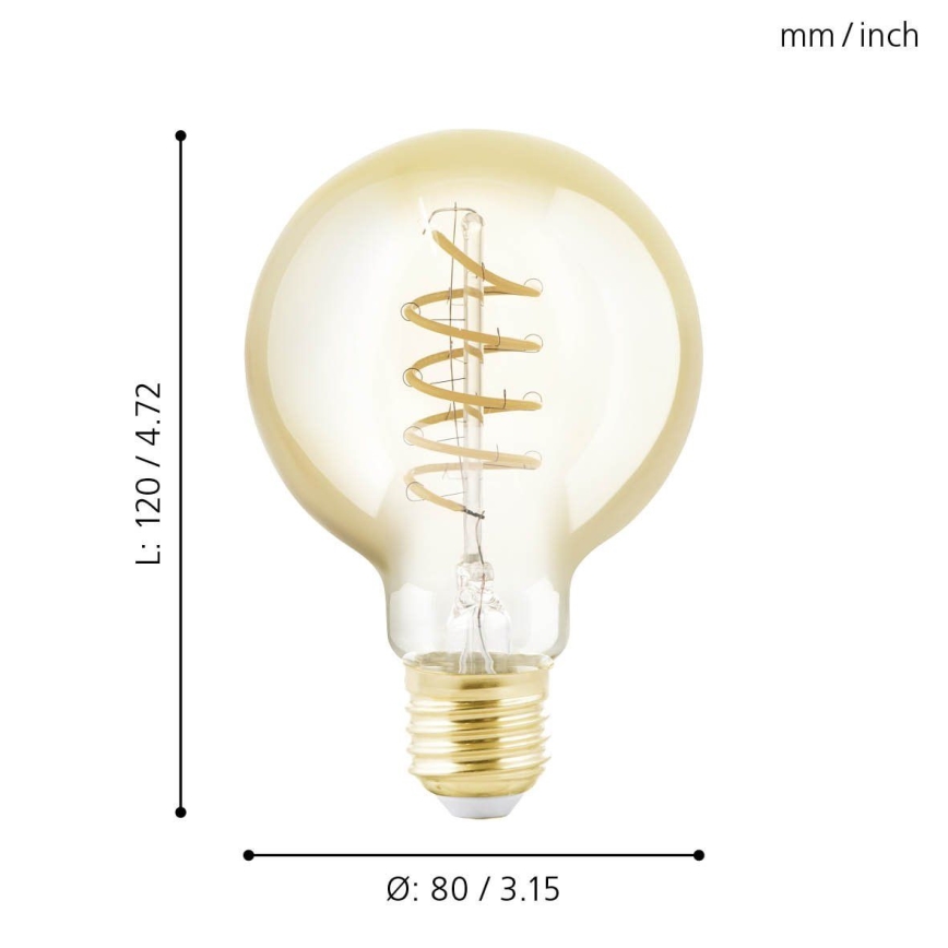 LED Prigušiva sijalica VINTAGE G80 E27/4W/230V 2200K - Eglo 11876