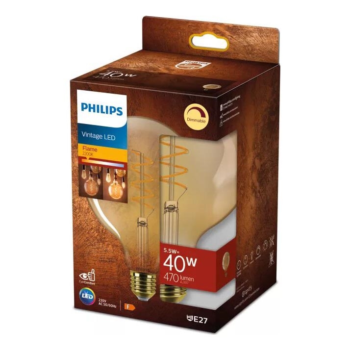 LED Prigušiva sijalica VINTAGE Philips G125 E27/5,5W/230V 2200K