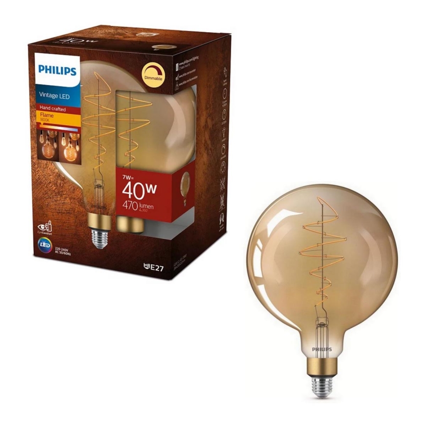 LED Prigušiva sijalica VINTAGE Philips G200 E27/7W/230V 2000K