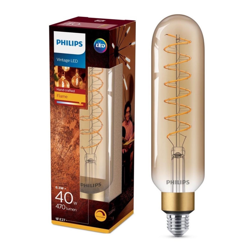 LED Prigušiva sijalica VINTAGE Philips T65 E27/6,5W/230V 2000K