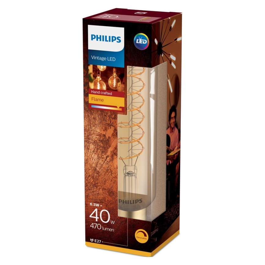 LED Prigušiva sijalica VINTAGE Philips T65 E27/6,5W/230V 2000K