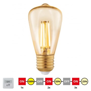 LED Prigušiva sijalica VINTAGE ST48 E27/3W/230V 2200K - STEPDIMMING - Eglo 12521