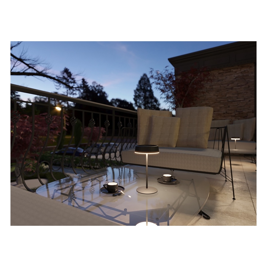 LED Prigušiva solarna punjiva stona lampa VIVIEN LED/3W/5V 2700K 1600 mAh IP54 crno