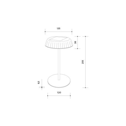 LED Prigušiva solarna punjiva stona lampa VIVIEN LED/3W/5V 2700K 1600 mAh IP54 crno