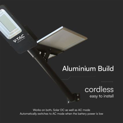 LED Prigušiva hibridna solarna ulična lampa LED/50W/230V 4000K IP65 50000 mAh + Daljinski upravljač
