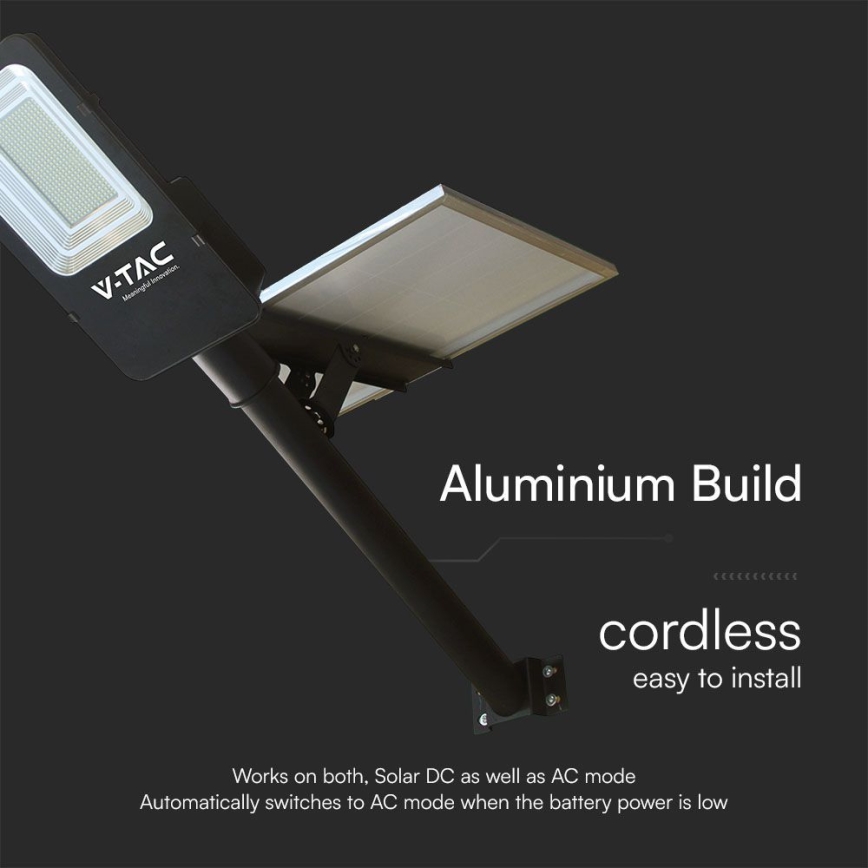 LED Prigušiva hibridna solarna ulična lampa LED/50W/230V 4000K IP65 50000 mAh + Daljinski upravljač