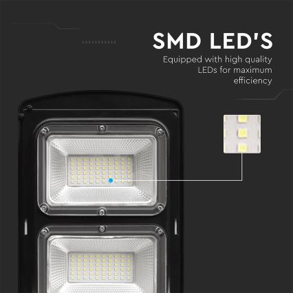 LED prigušiva solarna ulična lampa sa senzorom pokreta i sumraka LED/12W/3,2V 6000K IP65 10000 mAh crna + daljinski upravljač