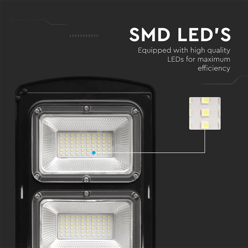 LED prigušiva solarna ulična lampa sa senzorom pokreta i sumraka LED/12W/3,2V 6000K IP65 10000 mAh crna + daljinski upravljač
