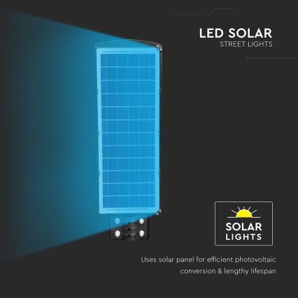LED prigušiva solarna ulična lampa sa senzorom pokreta i sumraka LED/12W/3,2V 6000K IP65 10000 mAh crna + daljinski upravljač