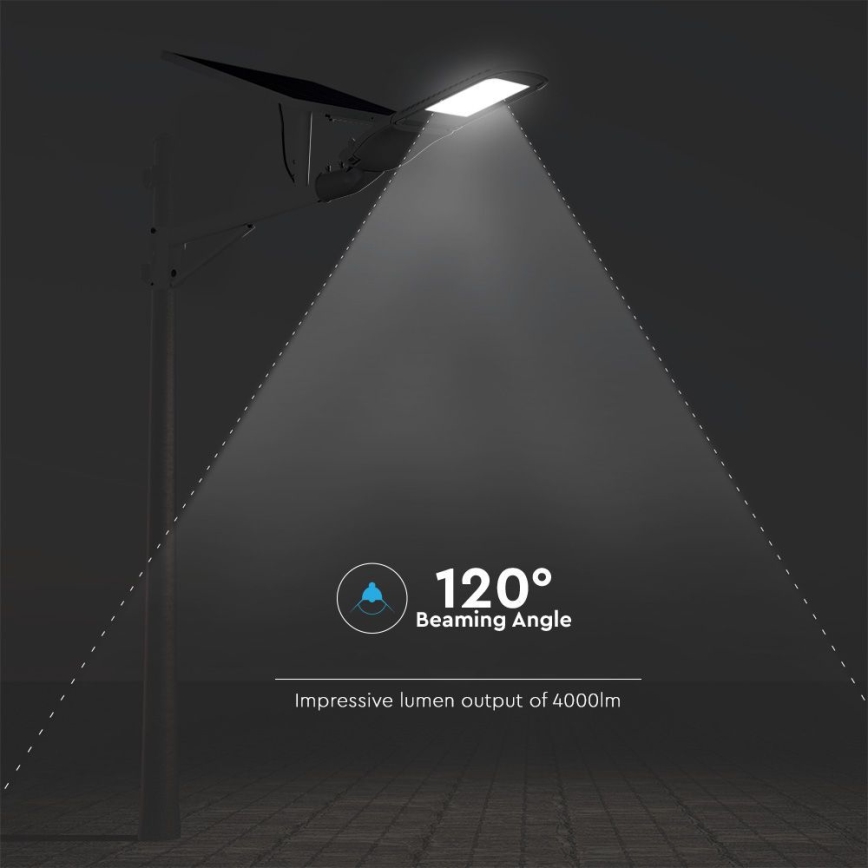 LED Prigušiva solarna ulična lampa SAMSUNG CHIP LED/50W/6,4V 6000K IP65 30000 mAh + Daljinski upravljač