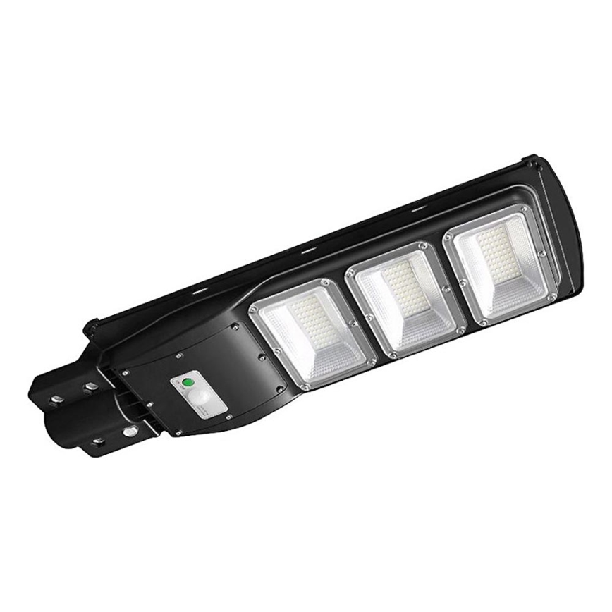 LED prigušiva solarna ulična lampa sa senzorom pokreta i sumraka LED/12W/3,2V 6000K IP65 10000 mAh crna + daljinski upravljač