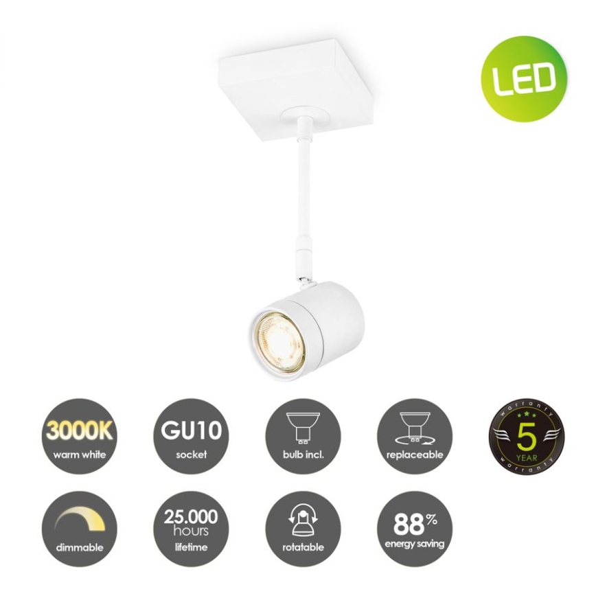 LED prigušiva spot svetiljka MANU 1xGU10/5,8W/230V bela