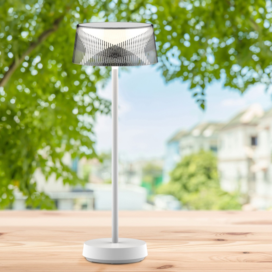 LED Prigušiva dodirna vanjska stona lampa CASABLANCA LED/3,4W/5V USB 3600 mAh IP44 bela